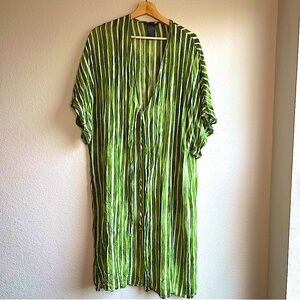Vince Camuto Cardigan Beach Swim Summer Cover Up PLUS size green gold white Lg